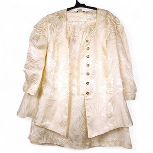 Vintage Jenny Plus Size 24W Cream Jacquard Peplum Skirt Suit  Wedding USA